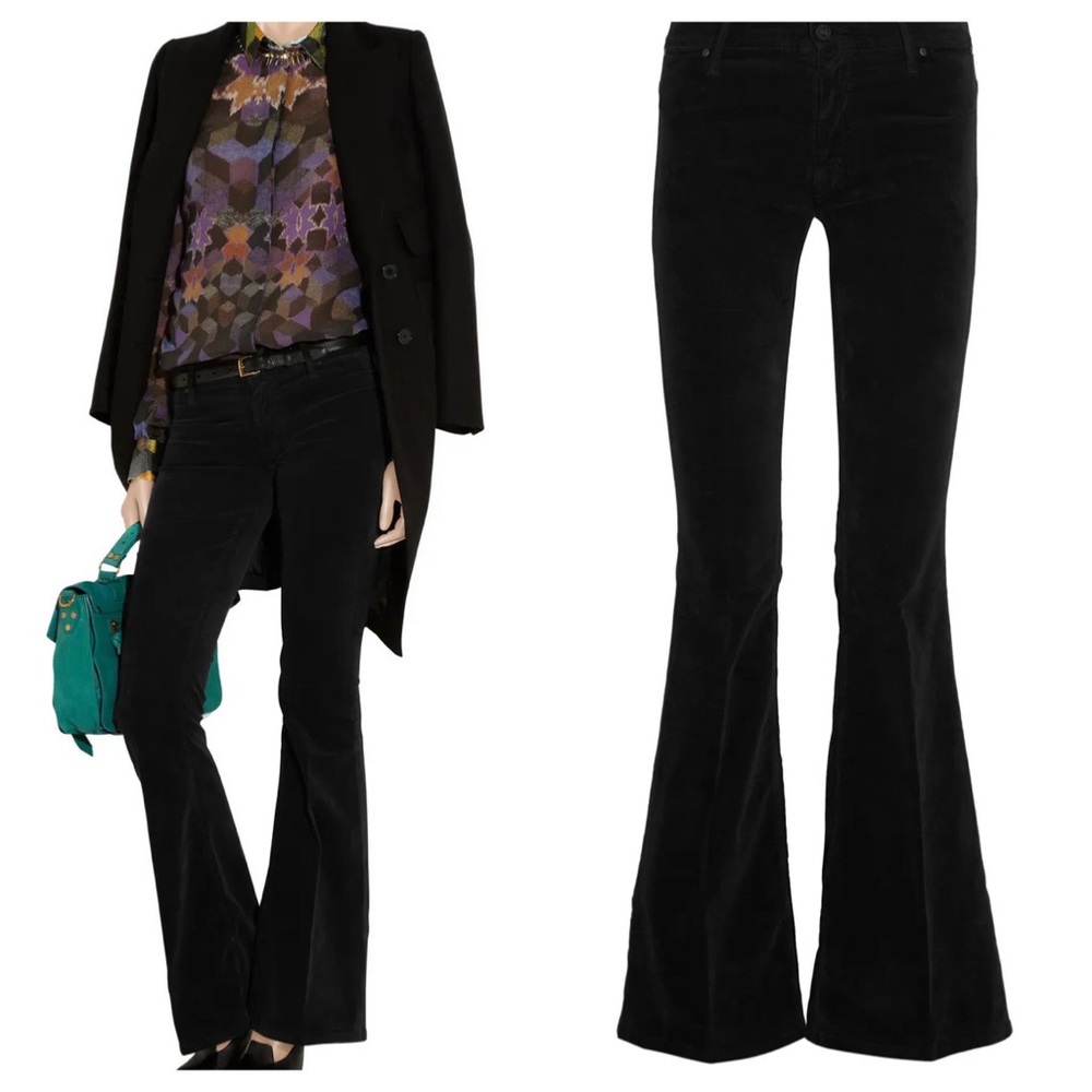 Mother Curfew Flare in Black Velvet NWT
